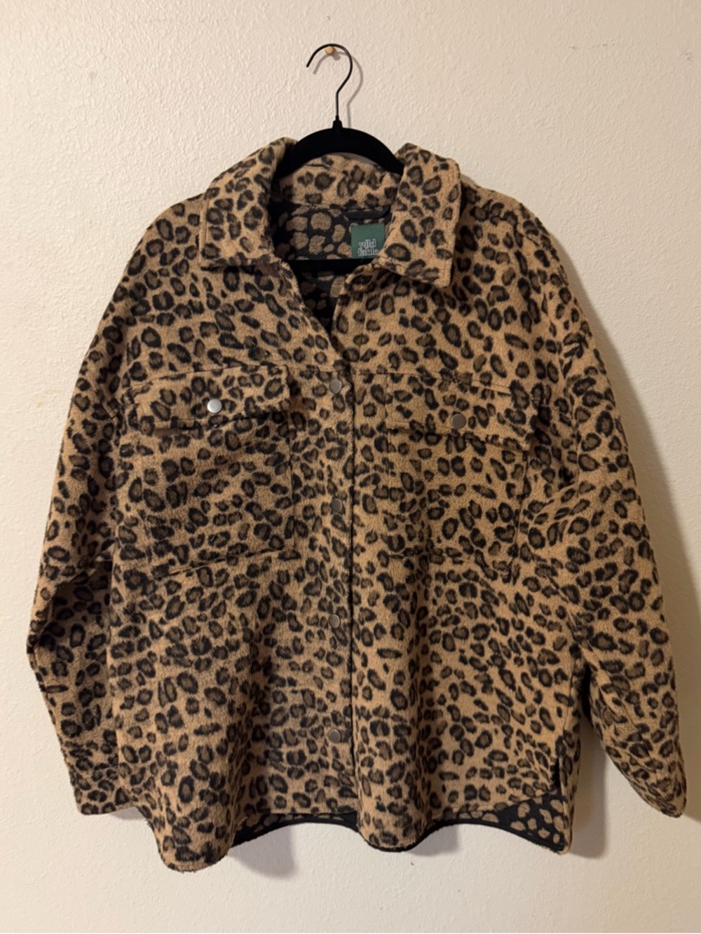 Wild Fable Leopard Print Shacket Jacket - Camel & Black